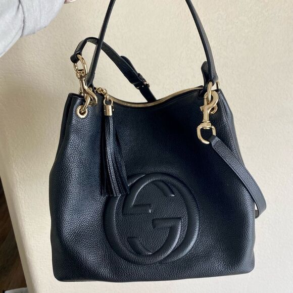 Gucci Disco Soho Convertible Hobo Black Leather Bag - Picture 1 of 7